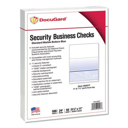 DocuGard Standard Security Check 11 Features 8.5 X 11 Blue Marble Bottom 500/ream - Office - DocuGard™