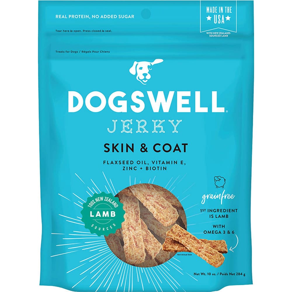 Dogswell Jerky Skin and Coat Grain-Free Lamb 10Oz - Pet Supplies - Dogswell