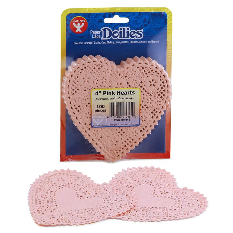 Doilies 4 Pink Hearts (Pack of 6) - Doilies - Hygloss Products Inc.