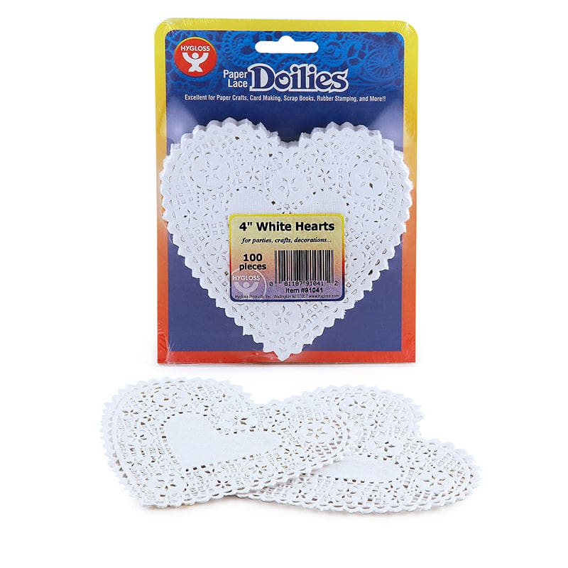 Doilies 4 White Hearts 100/Pk (Pack of 6) - Doilies - Hygloss Products Inc.