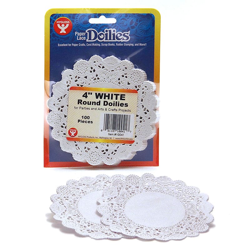 Doilies 4 White Round 100/Pkg (Pack of 8) - Doilies - Hygloss Products Inc.