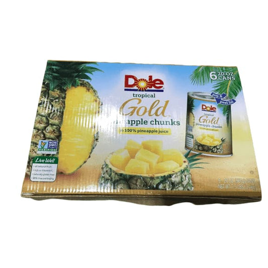 Dole Tropical Gold Pineapple Chunks in 100% Pineapple Juice 6x20oz Cans - ShelHealth.Com