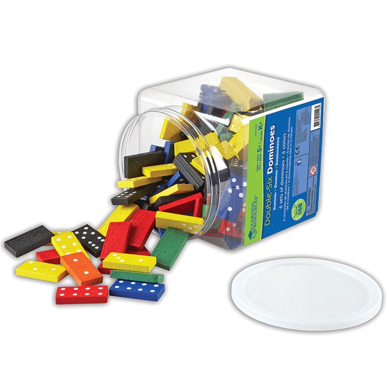 Dominoes Double-Six Color Bucket 6 Sets 168 Total - Dominoes - Learning Resources
