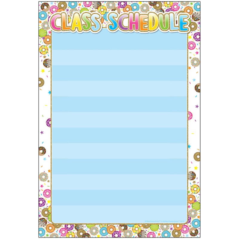 Donutfetti Class Schedule 13 X 19 Smart Poly (Pack of 12) - Classroom Theme - Ashley Productions