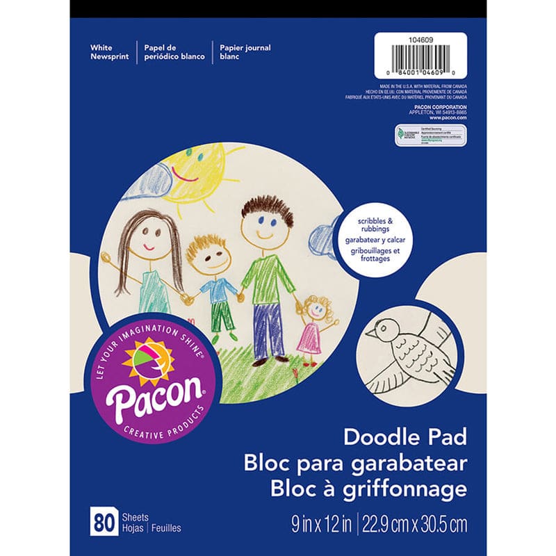 Doodle Pad White 80 Sheets 9X12 (Pack of 10) - Sketch Pads - Dixon Ticonderoga Co - Pacon