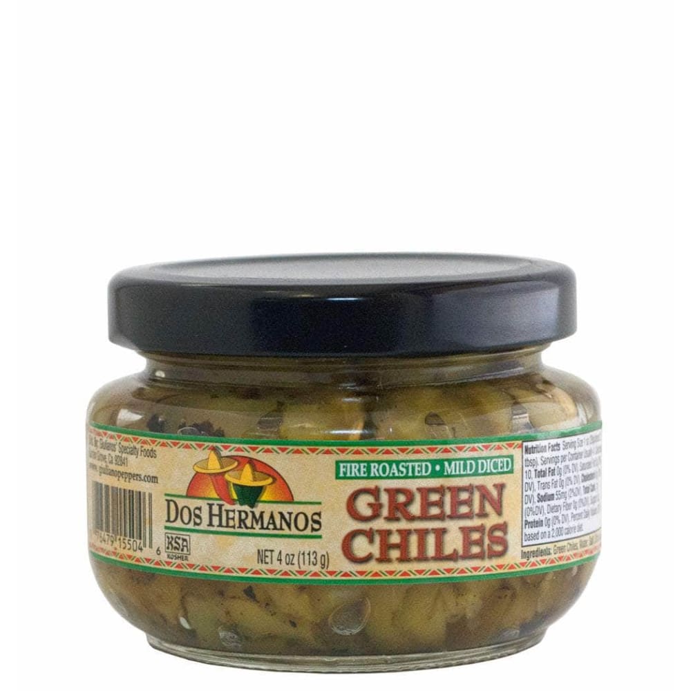 DOS HERMANOS Grocery > Pantry > Condiments DOS HERMANOS: Fire Roasted Mild Diced Green Chiles, 4 oz