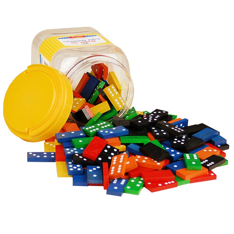 Double 6 Color Dominoes 6 Sets 168 Pcs In Storage Bucket - Dominoes - Learning Advantage