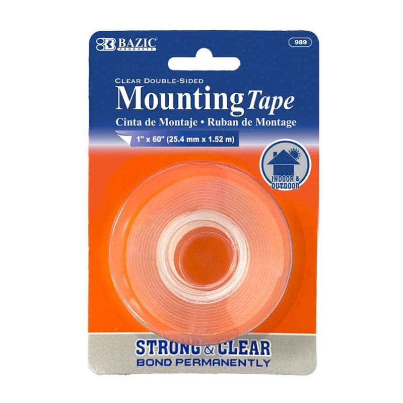 Double Sided Clear Tape 1X60In Mounting (Pack of 12) - Tape & Tape Dispensers - Bazic Products