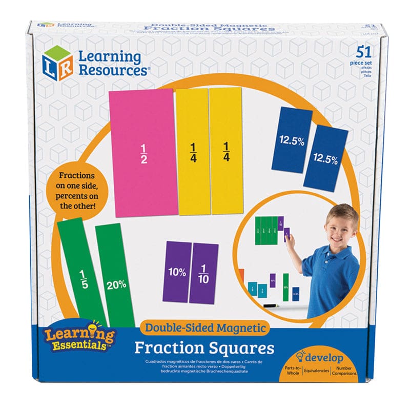 Double Sided Magnetic Fraction Squares - Fractions & Decimals - Learning Resources
