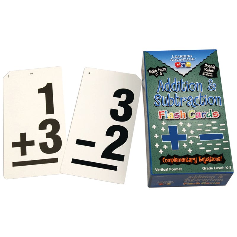Double Value Vertical Flash Cards Addition Subtraction (Pack of 3) - Flash Cards - Learning Advantage
