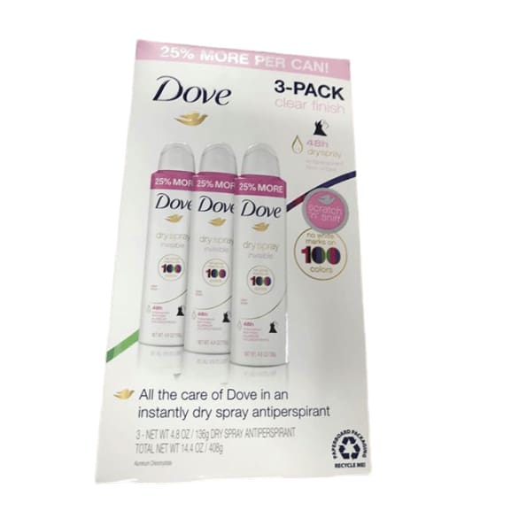 Dove Anti-Perspirant Aerosol Clear Finish 4.8 oz, Pack of 3 - ShelHealth.Com