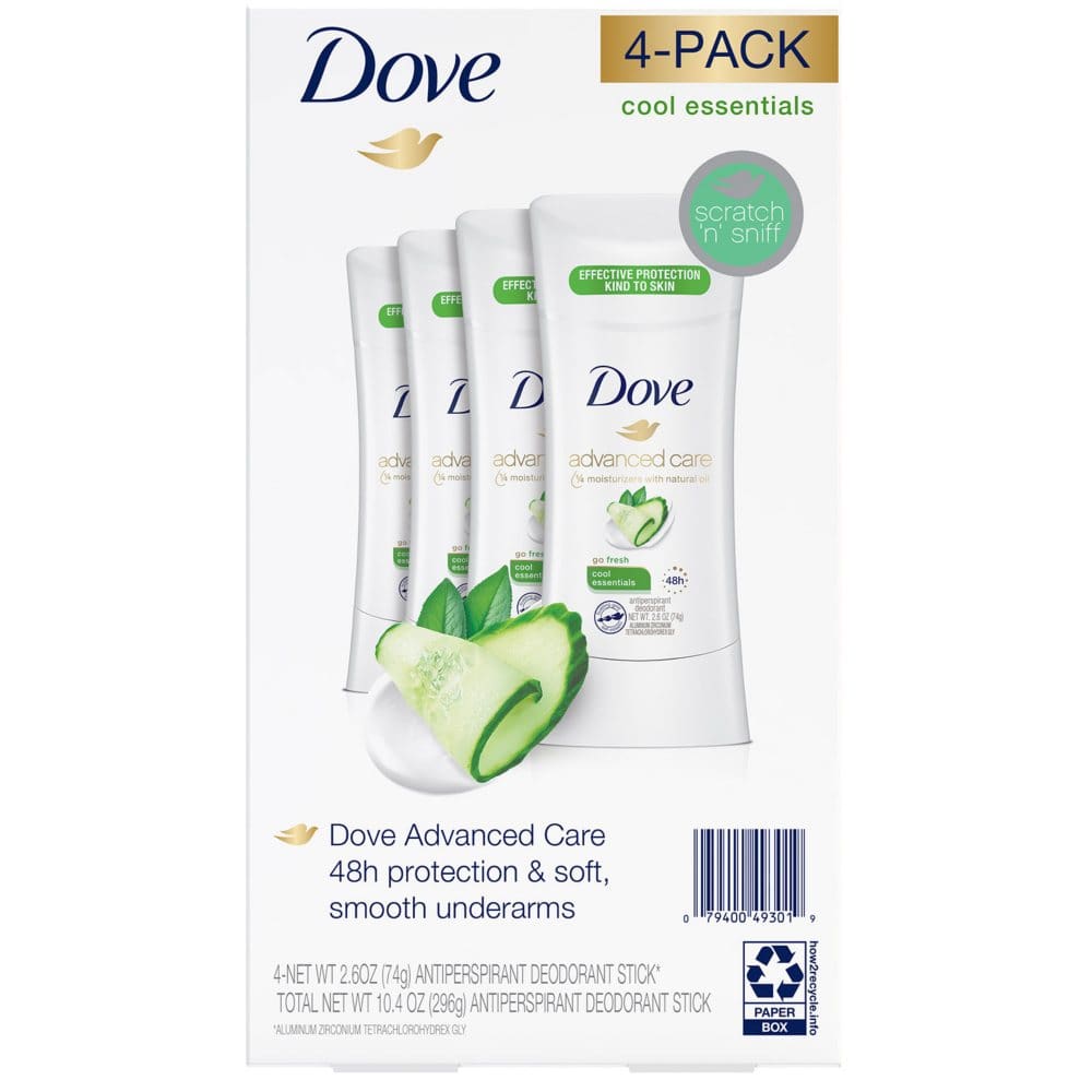Dove Antiperspirant Deodorant Cool Essentials (2.6 oz. 4 pk.) - Deodorants & Antiperspirants - Dove