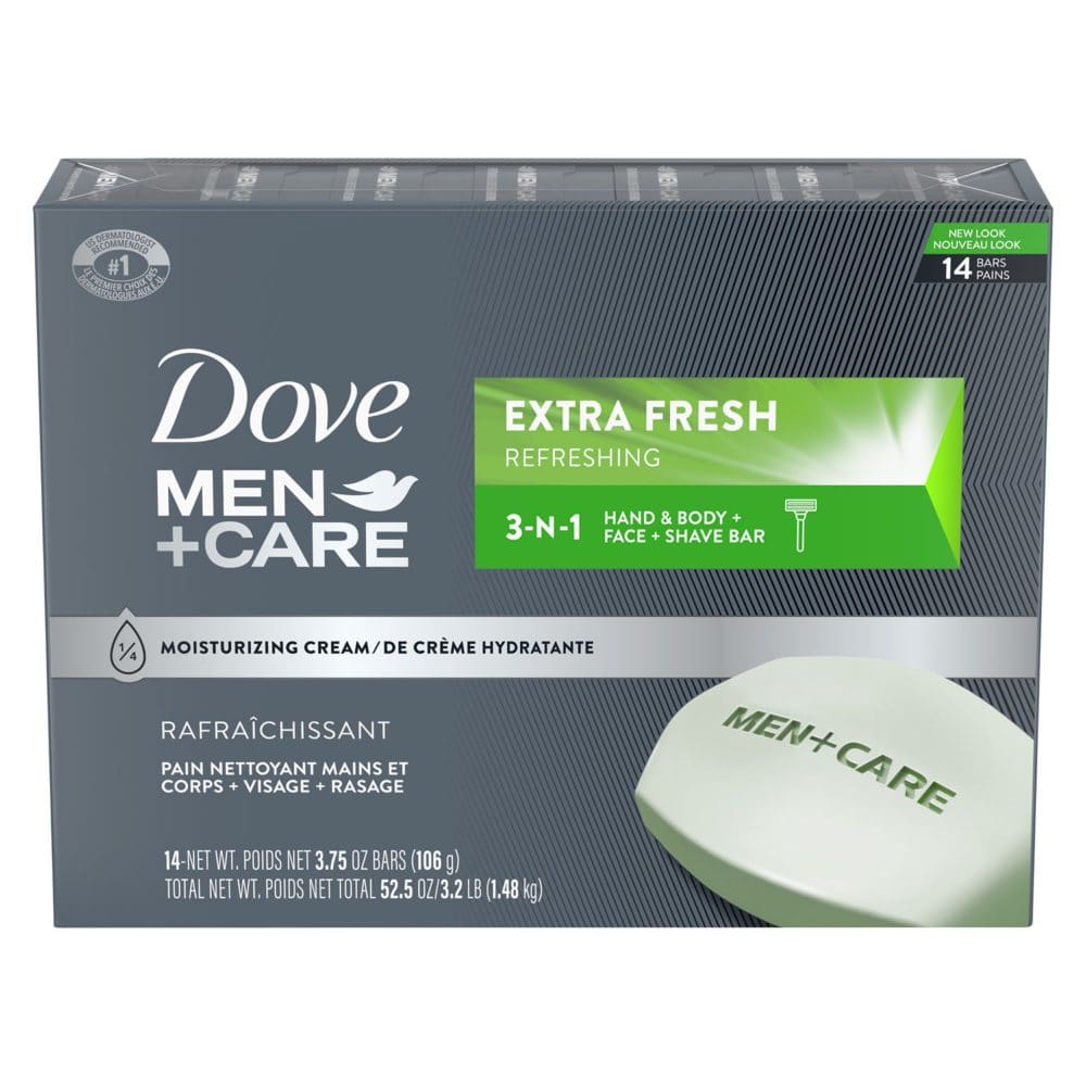 Dove Men+Care Body and Face Bar Soap Extra Fresh (3.75 oz. 14 ct.) - Bath & Body - Dove Men+Care