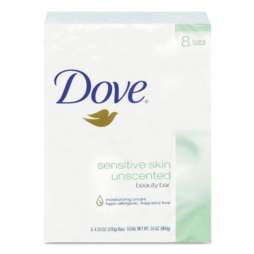 Dove Sensitive Skin Bath Bar Unscented 4.5 Oz Bar 8 Bars/pack 9 Packs/carton - Janitorial & Sanitation - Dove®