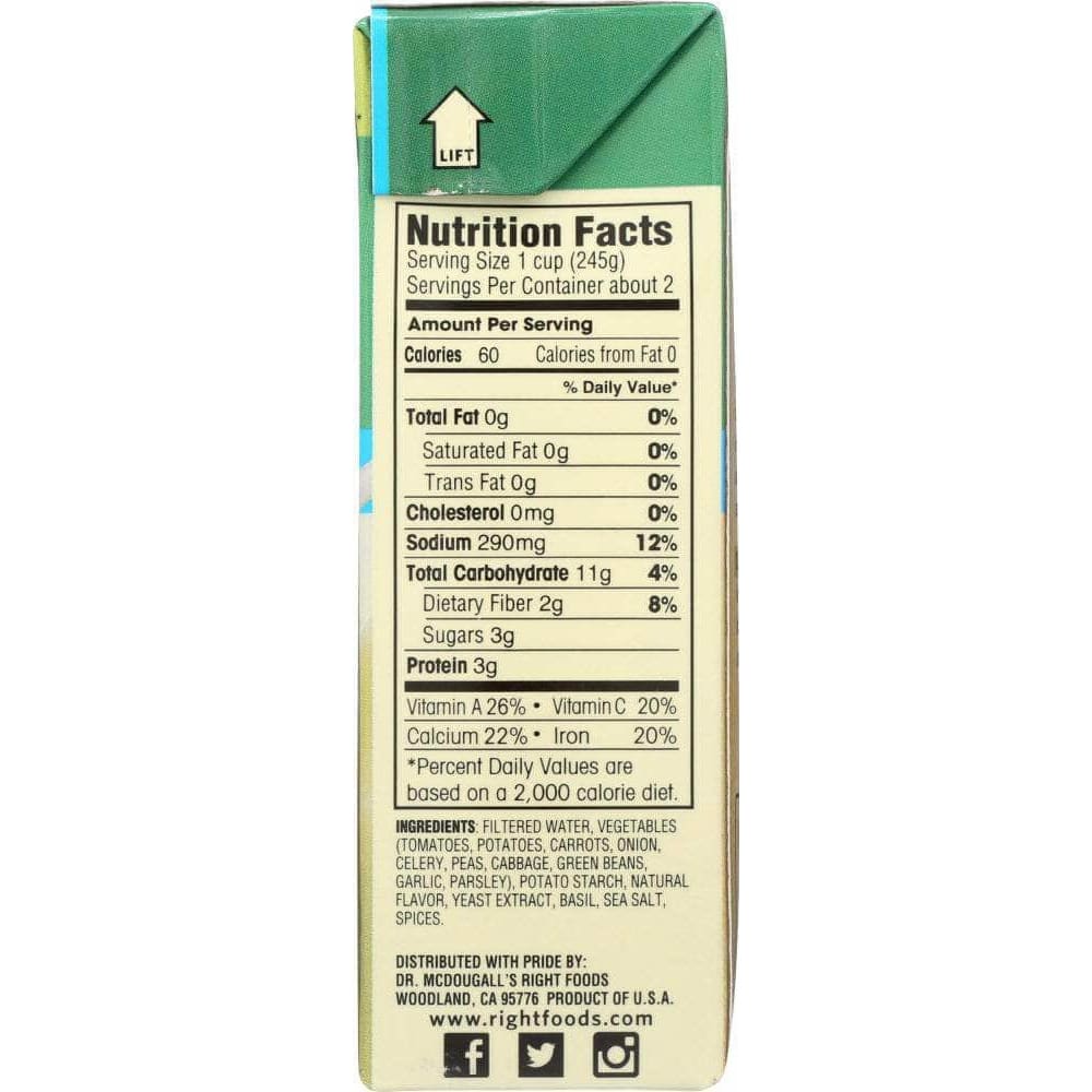 Dr Mcdougalls Dr. Mcdougall's Lower Sodium Soup Garden Vegetable, 17.9 oz