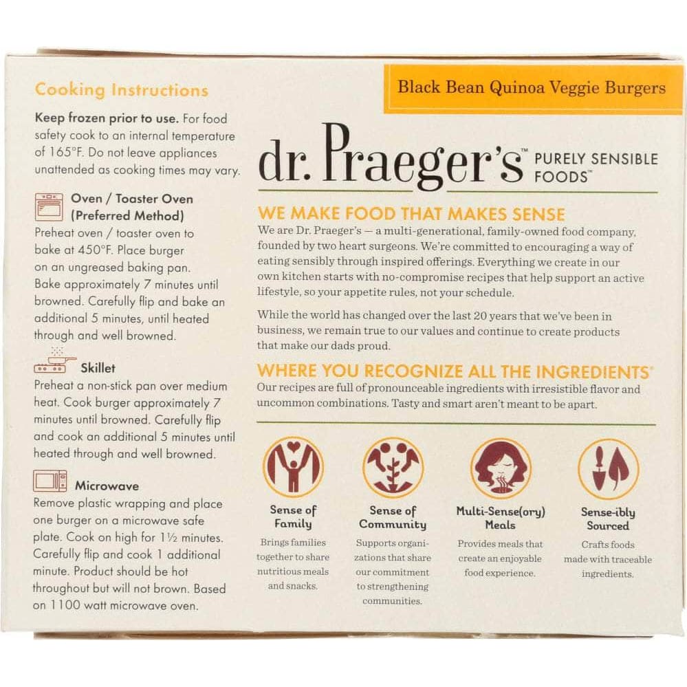 DR PRAEGERS Dr Praeger Black Bean Burger Veggie, 10 Oz