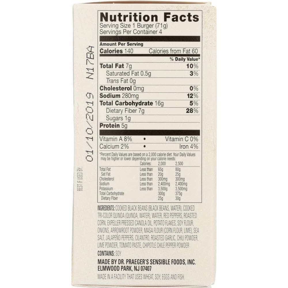 DR PRAEGERS Dr Praeger Black Bean Burger Veggie, 10 Oz