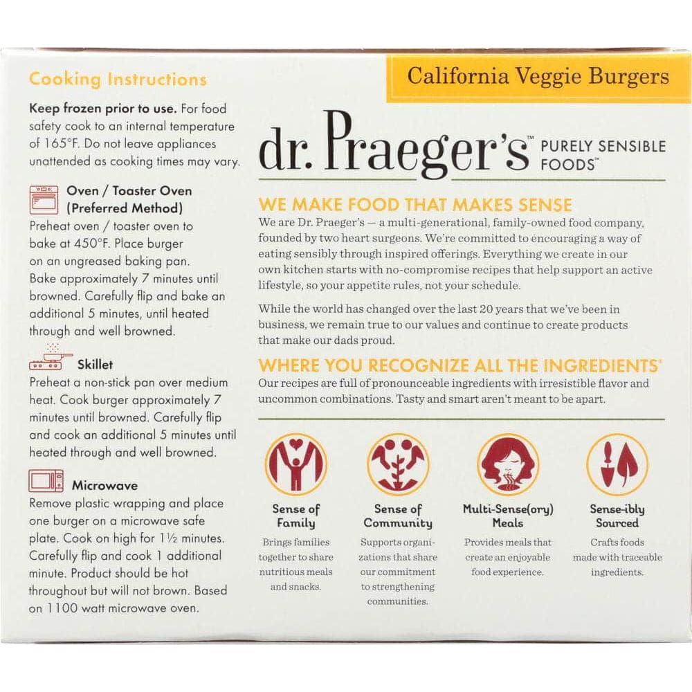 Dr Praegers Dr. Praeger's Sensible Foods California Veggie Burgers, 10 oz