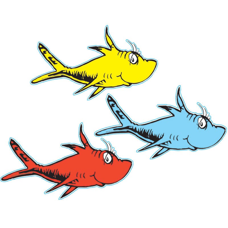 Dr Seuss One Fish Two Fish Paper Cut Outs (Pack of 8) - Accents - Eureka