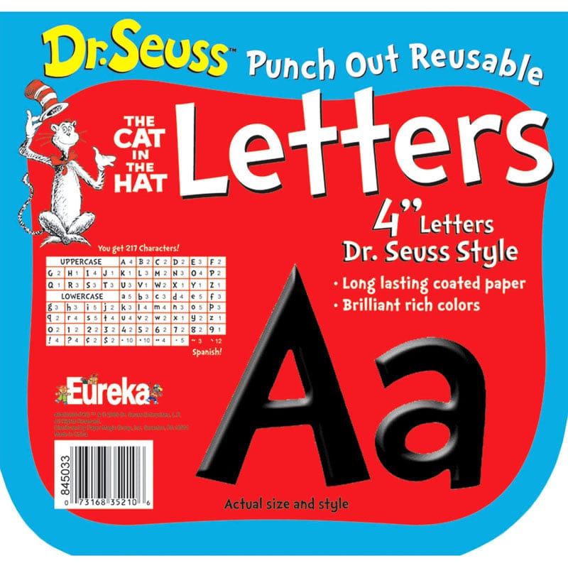 Dr Seuss Punch Out Deco Letters Blk (Pack of 6) - Letters - Eureka
