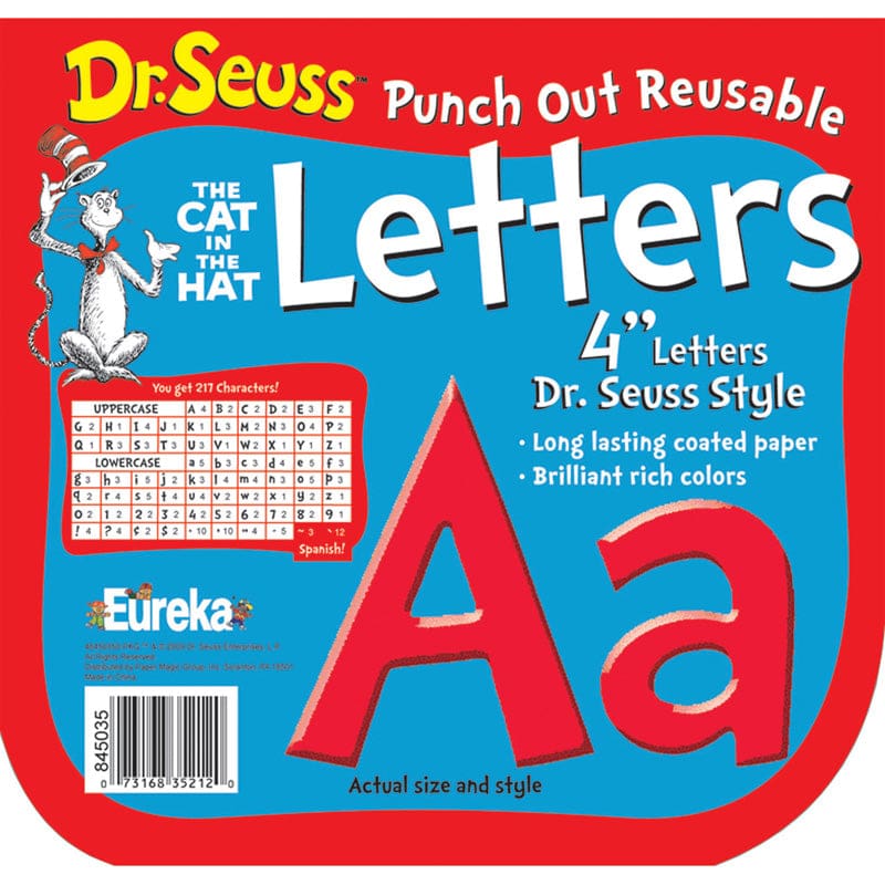 Dr Seuss Punch Out Reusable Red Letters 4In (Pack of 6) - Letters - Eureka
