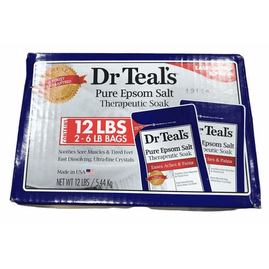 Dr Teal's Therapeutic Solutions Pure Epsom Salt Soaking Solution 2x6Lb Bags - ShelHealth.Com