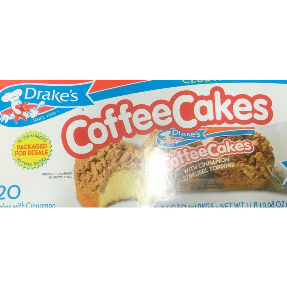 Drake's Coffee Cakes With Cinnamon Streusel Topping, 20 Count - ShelHealth.Com