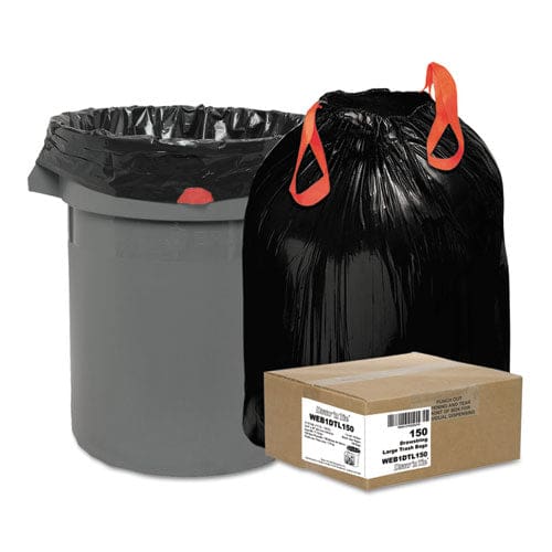 Draw ’n Tie Heavy-duty Trash Bags 33 Gal 1.2 Mil 33.5 X 38 Black 25 Bags/roll 6 Rolls/box - Janitorial & Sanitation - Draw ’n Tie®