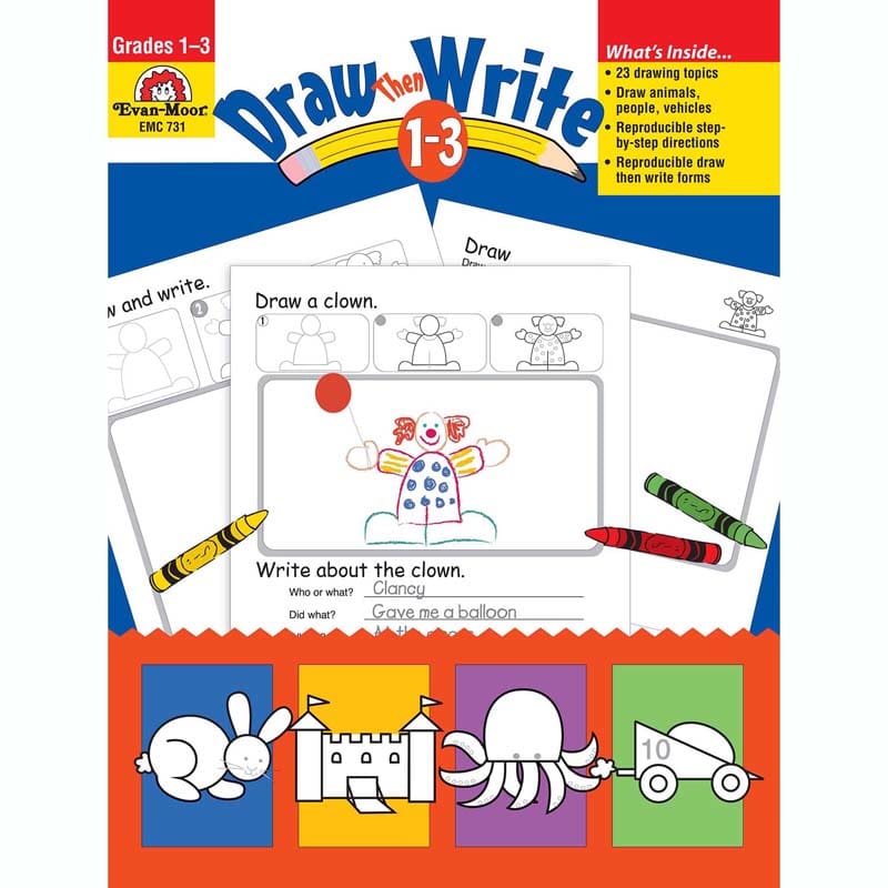 Draw Then Write Gr 1-3 (Pack of 2) - Art Activity Books - Evan-moor