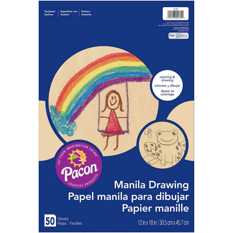 Drawing Paper Manila 12X18 Standard Weight 50 Sheets (Pack of 8) - Sketch Pads - Dixon Ticonderoga Co - Pacon