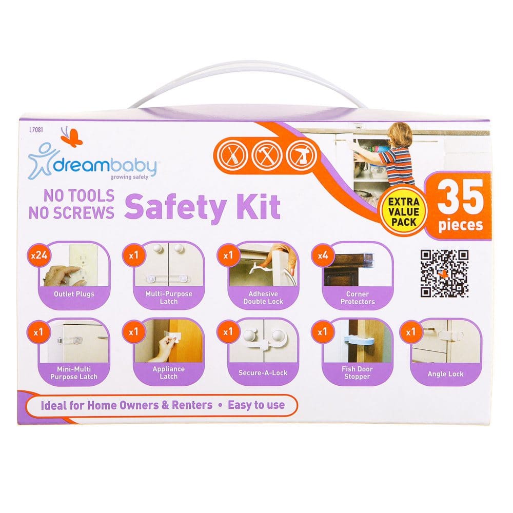 Dreambaby Adhesive Household Safety Kit No Tools & No Screws (35 pcs.) - Baby Gates & Safety - Dreambaby