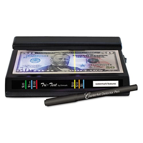 Dri-Mark Tri Test Counterfeit Bill Detector With Pen U.s.; Canadian; Mexican; Eu; Uk; Chinese Currencies 7 X 4 X 2.5 Black - Office -