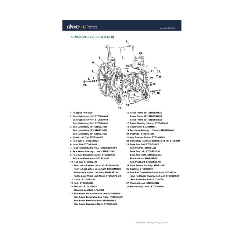Drive Medical Wheelchair 18In Dfa Sf Silversport - Durable Medical Equipment >> Wheelchairs - Drive Medical