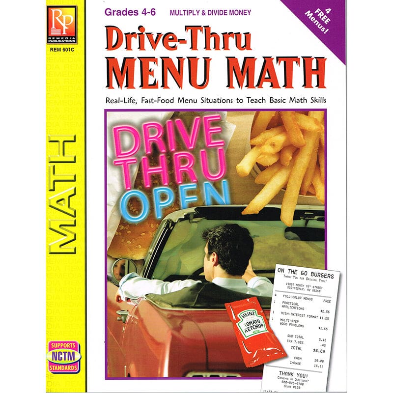 Drive Thru Menu Math Multiply & Divide Money (Pack of 3) - Money - Remedia Publications