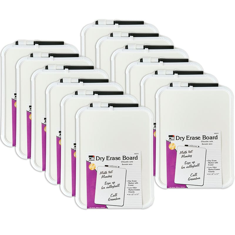 Dry Erase Boards With Frames 12Pk Includes Marker with Eraser - Dry Erase Boards - Charles Leonard