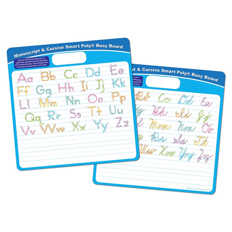 Dry Erase Busy Board Manu/Cursive (Pack of 8) - Handwriting Skills - Ashley Productions