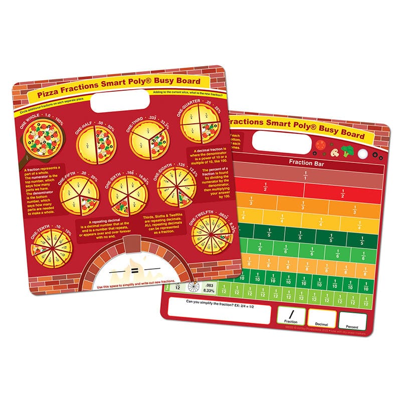Dry Erase Busy Board Pizza Fraction (Pack of 8) - Fractions & Decimals - Ashley Productions