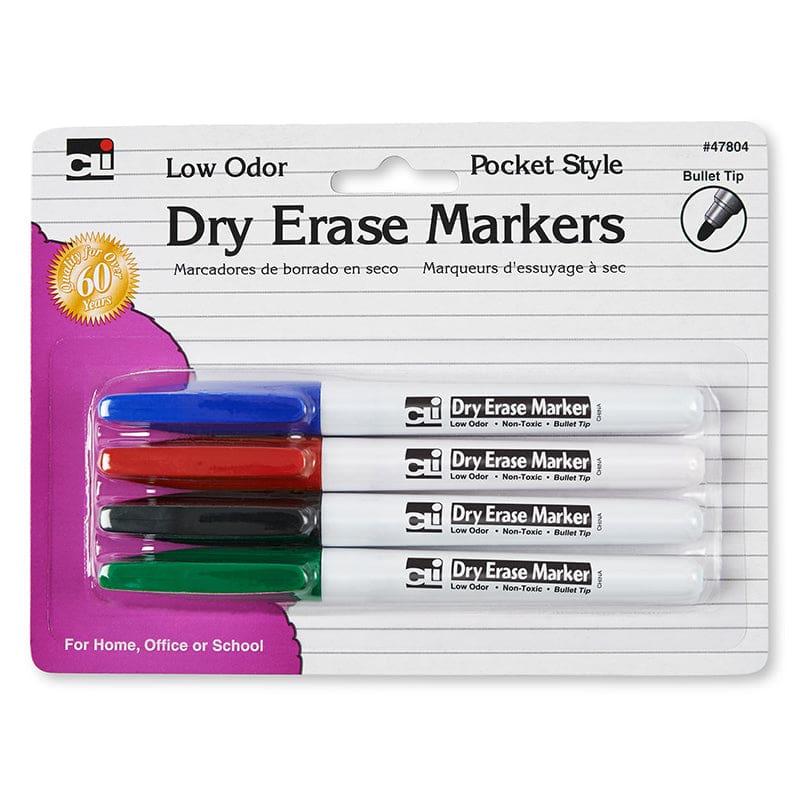 Dry Erase Markers 4 Clr Set Bullet Tip (Pack of 12) - Markers - Charles Leonard