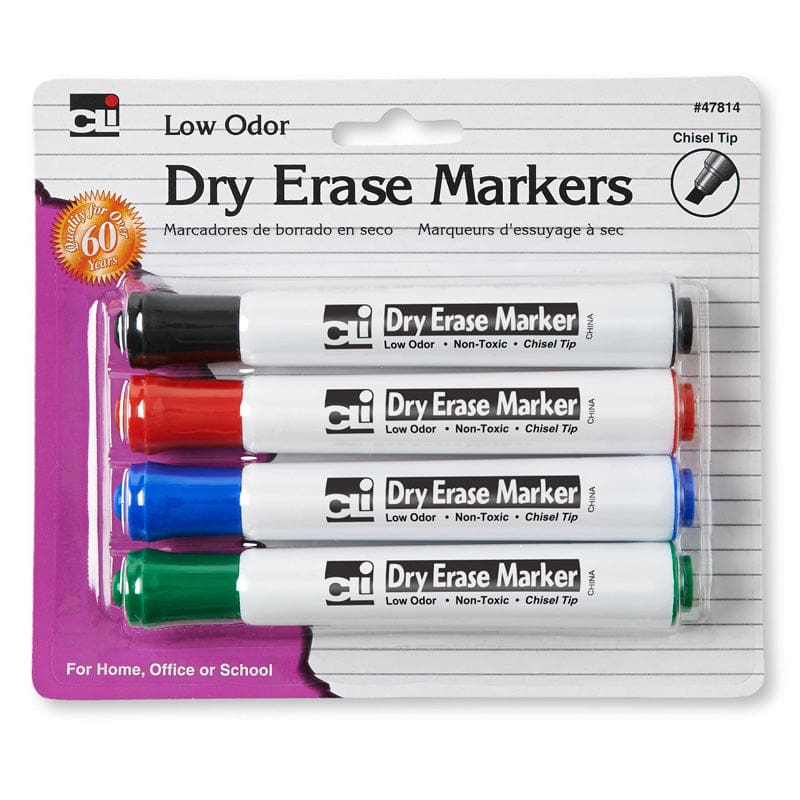 Dry Erase Markers Barrel Style 4Pk (Pack of 12) - Markers - Charles Leonard
