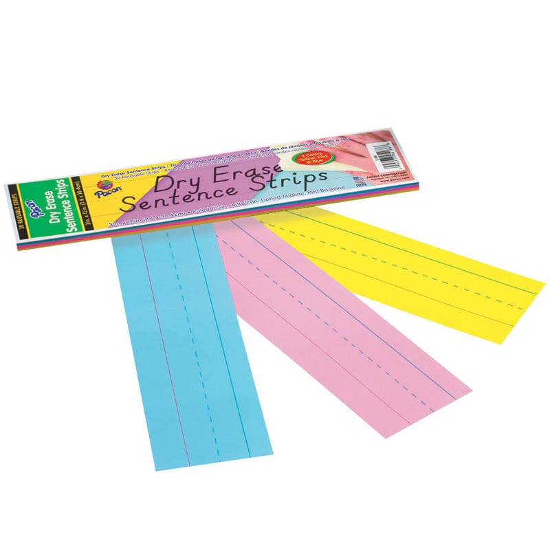 Dry Erase Sentence Strips Assorted 3 X 12 30 Strips (Pack of 8) - Dry Erase Sheets - Dixon Ticonderoga Co - Pacon