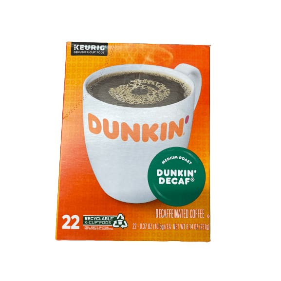 Dunkin’ Dunkin’ Decaf Medium Roast Coffee, 22 K-Cup Pods for Keurig Coffee Makers