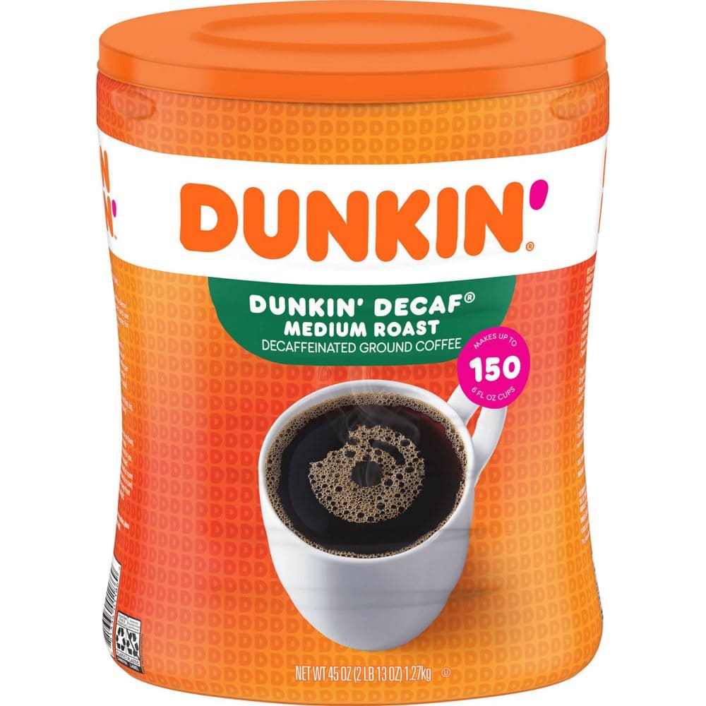 Dunkin’ Donuts Decaffeinated Ground Coffee Medium Roast (45 oz.) - Coffee Tea & Cocoa - Dunkin’ Donuts