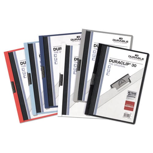 Durable Duraclip Report Cover Clip Fastener 8.5 X 11 Clear/navy 25/box - School Supplies - Durable®