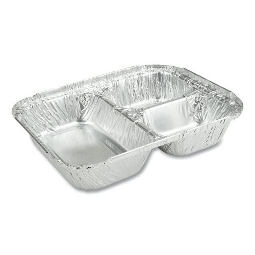Durable Packaging 3-compartment Oblong Aluminum Foil Container 23 Oz 6.56 X 8.69 X 1.81 Silver 500/carton - Food Service - Durable Packaging