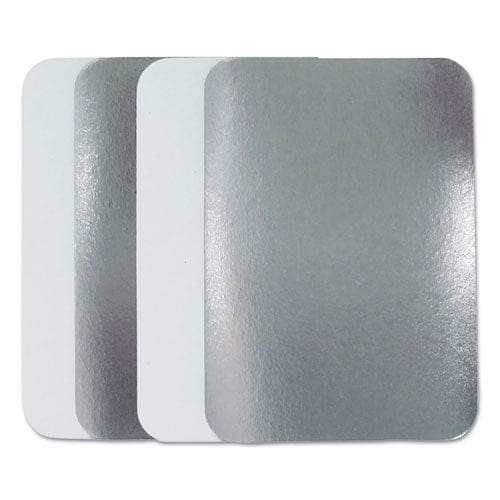 Durable Packaging Flat Board Lids For 1.5 Lb Oblong Pans Silver Paper 500 /carton - Food Service - Durable Packaging