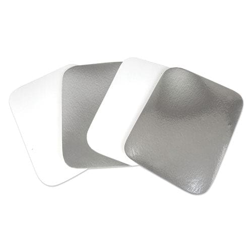 Durable Packaging Flat Board Lids For 3 Compartment Mow Foil Container Silver Paper 500/carton - Food Service - Durable Packaging