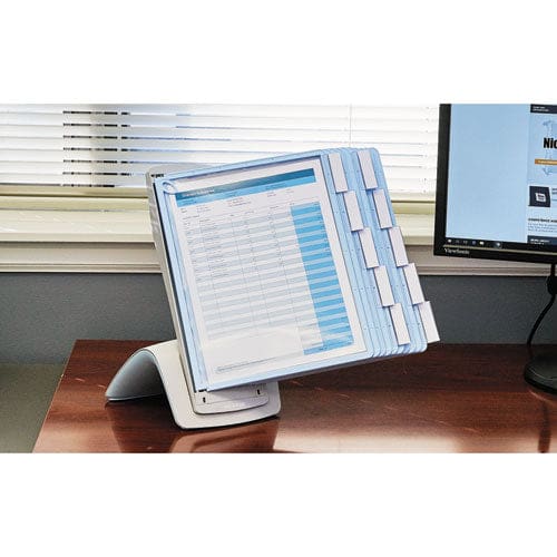Durable Sherpa Style Desk-mount Reference System 10 Panel 20 Sheet Capacity Blue/gray - Office - Durable®