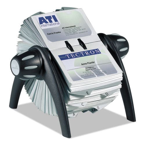 Durable Visifix Flip Rotary Business Card File Holds 400 2.88 X 4.13 Cards 8.75 X 7.13 X 8.06 Plastic Black/silver - Office - Durable®