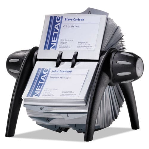Durable Visifix Flip Rotary Business Card File Holds 400 2.88 X 4.13 Cards 8.75 X 7.13 X 8.06 Plastic Black/silver - Office - Durable®