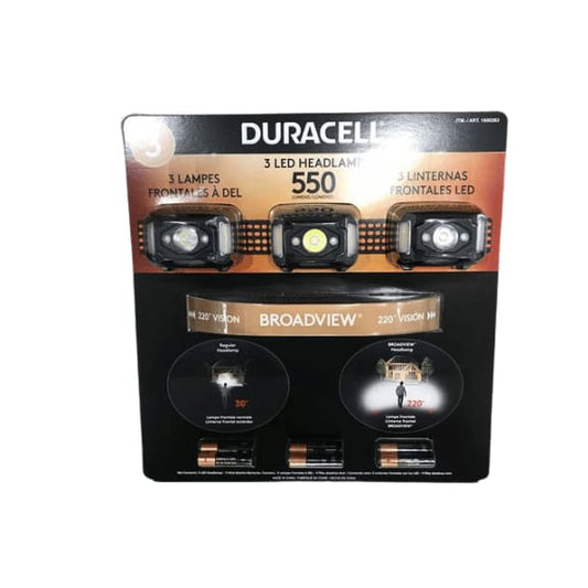 Duracell Broadview Head Lamp, 550 Lumen, 3-Pack - ShelHealth.Com